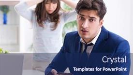  Presentation with cash - Colorful slide set enhanced with bankrupt family with no cash at home backdrop and a navy blue colored foreground