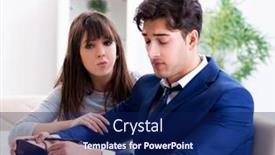  Presentation with cash - Colorful PPT theme enhanced with bankrupt-family-with-no-cash backdrop and a navy blue colored foreground