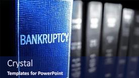  Presentation with bankruptcy - Slide deck with bankruptcy-book-on-shelf and a navy blue colored foreground