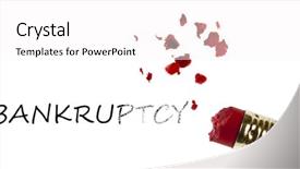  Presentation with bankruptcy - Slide set consisting of bankruptcy word erased by pencil background and a pink colored foreground