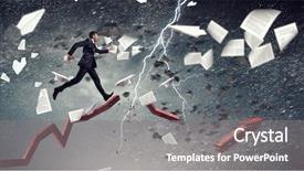  Presentation with climbing mountains couples success - Slides having bankruptsy - climbing up to success background and a  colored foreground