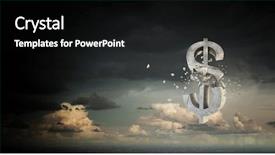  Presentation with golden dollar sign - Audience pleasing PPT theme consisting of bankruptsy - dollar stone sign mixed media backdrop and a  colored foreground