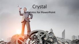  Presentation with power media - Slide set enhanced with bankruptsy - he is big boss background and a light gray colored foreground