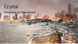  Presentation with catastrophe - Presentation theme with bankruptsy - idea of catastrophe and danger background and a mint green colored foreground