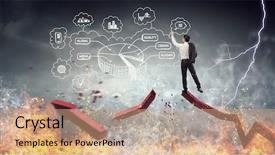  Presentation with ideas - Theme featuring bankruptsy - man draw his ideas mixed background and a  colored foreground