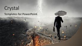  Presentation with challenge - Slide set consisting of bankruptsy - strong enough to challenge it background and a  colored foreground