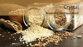  Presentation with oil seeds - Cool new PPT theme with banks bread buns and oil backdrop and a gold colored foreground