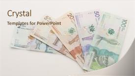  Presentation with colombian exchange - Slide deck consisting of banks peso bill - colombian money on a white background and a sky blue colored foreground