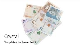  Presentation with colombian exchange - Slide deck with banks peso bill - colombian money on a white background and a white colored foreground