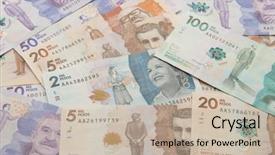  Presentation with colombian exchange - Colorful PPT theme enhanced with banks peso bill - colombian money on a white backdrop and a mint green colored foreground