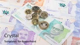  Presentation with money - PPT layouts having banks peso bill - colombian money background and a lemonade colored foreground