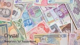  Presentation with banknotes - Slide set having banks peso bill - variety of south american banknotes background and a lemonade colored foreground