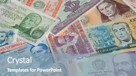  Presentation with banknotes - Slide deck consisting of banks peso bill - variety of south american banknotes background and a light blue colored foreground