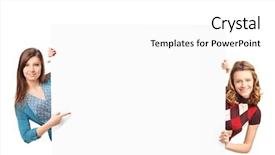  Presentation with women - Slide deck enhanced with banner blank - smiling beautiful women posing background and a white colored foreground