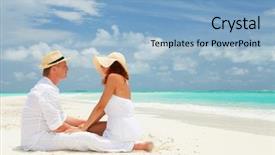  Presentation with sea - Slide deck having banner family day - happy couple on the beach background and a  colored foreground