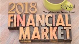  Presentation with 2018 - Beautiful PPT theme featuring banner marketing - 2018 financial market word abstract backdrop and a coral colored foreground