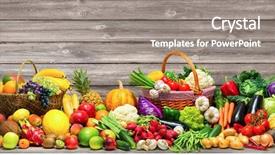 Presentation with fresh fruits vegetables - Cool new slides with fresh vegetables and fruits background backdrop and a gold colored foreground