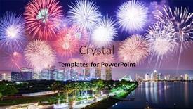  Presentation with singapore - Audience pleasing PPT layouts consisting of banner-of-fireworks-over-singapore backdrop and a coral colored foreground