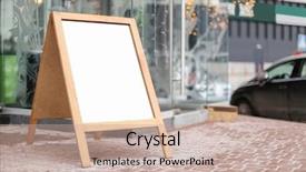  Presentation with city street - Presentation theme having banner publicity - advertising board on city street background and a coral colored foreground