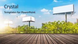  Presentation with freeway - Beautiful theme featuring banner publicity - blank billboard aside the freeway backdrop and a light blue colored foreground