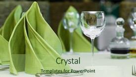 Presentation with banquet - Amazing PPT theme having banquet catering - wine glasses on the table backdrop and a mint green colored foreground