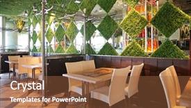  Presentation with cafe - Theme with banquet hall - cafe with grass wall background and a tawny brown colored foreground
