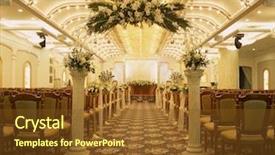  Presentation with banquet - PPT theme featuring banquet hall - interior details background and a tawny brown colored foreground