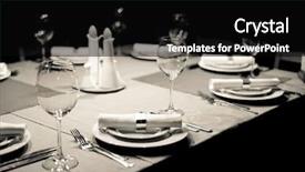  Presentation with banquet hall - Slides with banquet hall - tables set for meal background and a black colored foreground