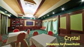  Presentation with banquet hall - Beautiful PPT theme featuring banquet hall at restaurant-club backdrop and a tawny brown colored foreground