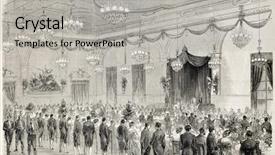  Presentation with banquet hall - PPT theme featuring banquet in the city hall background and a light gray colored foreground