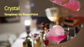  Presentation with banquet - Colorful presentation theme enhanced with banquet night - close-up of bartender hand pouring backdrop and a tawny brown colored foreground