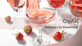  Presentation with banquet - Theme consisting of banquet night - glass of delicious strawberry wine background and a coral colored foreground