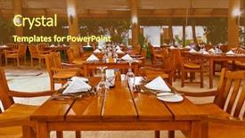  Presentation with banquet - Slide set with banquet night - glasses and plates on table background and a  colored foreground