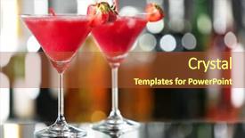  Presentation with glasses blurry eye chart - Colorful PPT layouts enhanced with banquet night - glasses of delicious strawberry cocktail backdrop and a  colored foreground