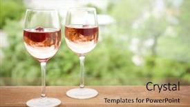  Presentation with strawberry - PPT layouts featuring banquet night - glasses of delicious strawberry wine background and a coral colored foreground