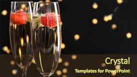  Presentation with strawberry - PPT layouts enhanced with banquet night - glasses of delicious wine background and a tawny brown colored foreground