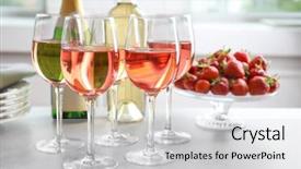  Presentation with banquet - Theme consisting of banquet night - glasses of strawberry wine background and a  colored foreground