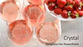  Presentation with banquet - PPT theme having banquet night - glasses of strawberry wine background and a lemonade colored foreground
