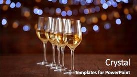 Presentation with wine - Slides enhanced with banquet night - glasses of wine background and a tawny brown colored foreground