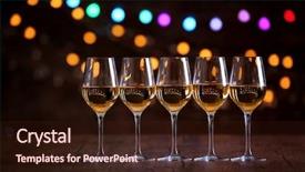  Presentation with wine - PPT layouts featuring banquet night - glasses of wine background and a  colored foreground