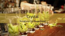  Presentation with banquet - Slide deck with banquet night - highball glasses with mint leaves background and a gold colored foreground