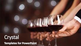  Presentation with wine - PPT theme featuring banquet night - male hand taking wine glass background and a wine colored foreground
