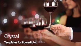  Presentation with wine trading - Slides having banquet night - male hand taking wine glass background and a tawny brown colored foreground