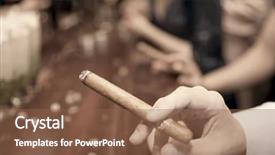  Presentation with cigar - Slide deck featuring banquet night - man smoking cigar at bar background and a tawny brown colored foreground