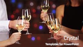  Presentation with banquet - Theme having banquet night - people clinking glasses at party background and a tawny brown colored foreground