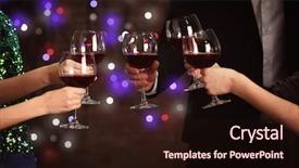  Presentation with party lights - PPT layouts featuring banquet night - people clinking glasses at party background and a  colored foreground