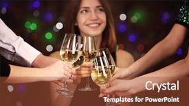  Presentation with party lights - Theme enhanced with banquet night - people clinking glasses at party background and a tawny brown colored foreground