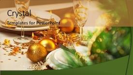  Presentation with table setting - Cool new PPT theme with banquet night - photo of luxury christmastime table backdrop and a gold colored foreground