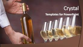  Presentation with waiter - Slide deck consisting of banquet night - waiter serving wine on color background and a tawny brown colored foreground