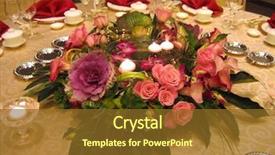  Presentation with wedding banquet table - Colorful PPT layouts enhanced with banquet table decor in wedding backdrop and a tawny brown colored foreground